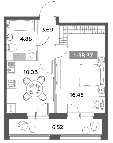 Купить однокомнатную квартиру в ЖК Аквилон Leaves в Санкт-Петербурге. Вариант № 6217195, 0, площадь -  квм, цена 13170045 рублей
