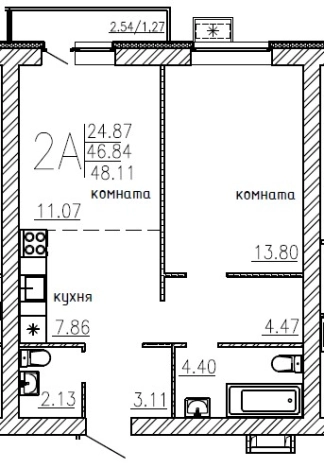 . Вариант № 9499656, 0, площадь - 48.11 квм, цена 5340210 рублей