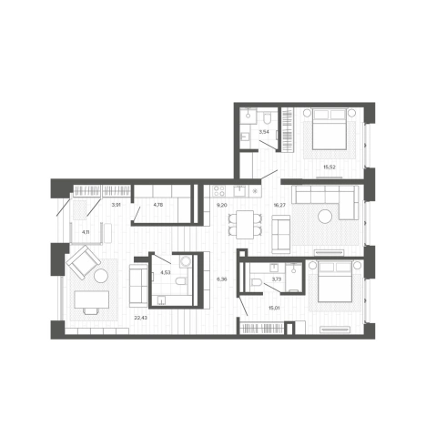 Купить четырехкомнатную квартиру на улице Сибирский проспект в Барнауле. Вариант № 2520971, 0, площадь -  квм, цена 21889000 рублей