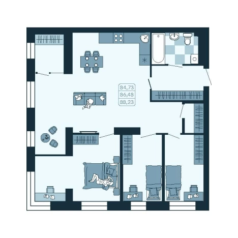 Купить четырехкомнатную квартиру в Приморском крае. Вариант № 5460125, 0, площадь -  квм, цена 14420540 рублей