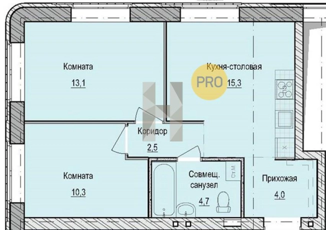 . Вариант № 67895, 0, площадь - 50 квм, цена 4157160 рублей