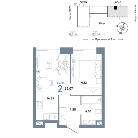 Купить двухкомнатную квартиру в ЖК Republic в Москве. Вариант № 10441336, 0, площадь -  квм, цена 33961400 рублей