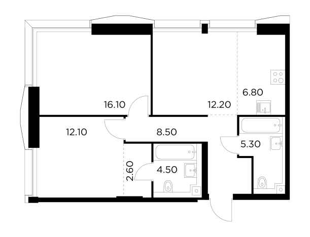 Купить трехкомнатную квартиру у метро Балтийская в Москве. Вариант № 9104634, 1, площадь -  квм, цена 37082000 рублей