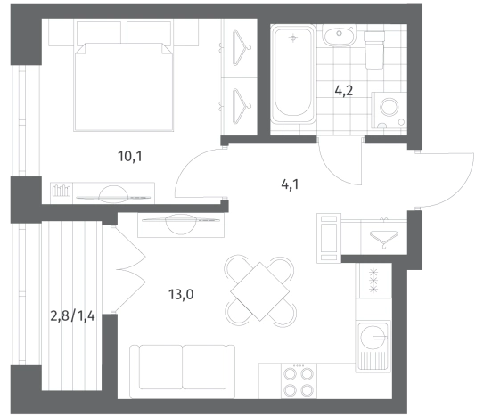 Купить однокомнатную квартиру в Ленинградской области. Вариант № 5258676, 0, площадь -  квм, цена 6097000 рублей