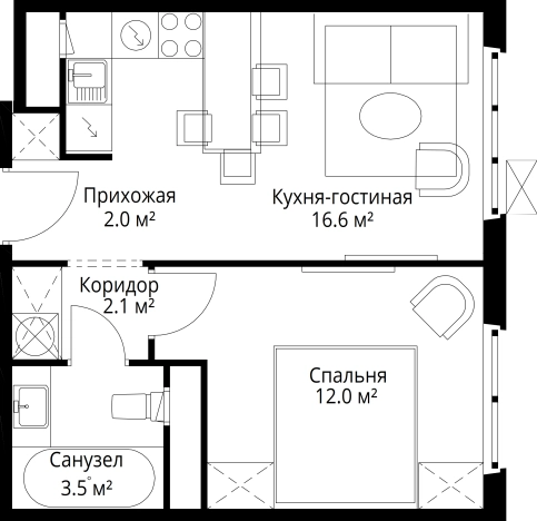 . Вариант № 6740074, 0, площадь - 36.2 квм, цена 10801790 рублей