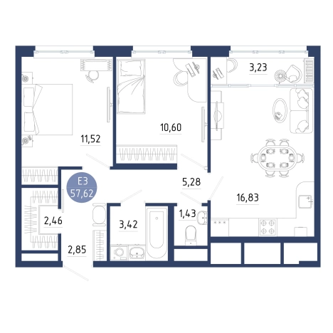 Купить квартиру в новостройках на улице Птицеводов в Рязани. Вариант № 102597, 0, площадь -  квм, цена 6797431 рублей