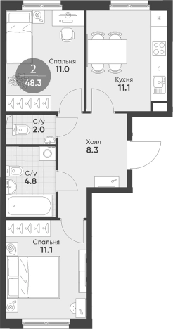 Купить двухкомнатную квартиру в новостройках у метро Звёздная в Санкт-Петербурге. Вариант № 6828954, 0, площадь -  квм, цена 10120877 рублей