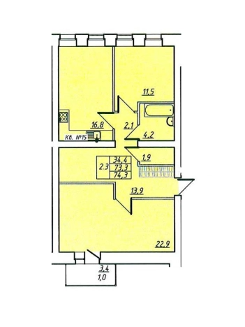 . Вариант № 75234, 0, площадь - 77.5 квм, цена 10075000 рублей