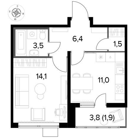 Купить квартиру в ЖК 1-й Лермонтовский в Люберцах. Вариант № 9876710, 0, площадь -  квм, цена 12758800 рублей