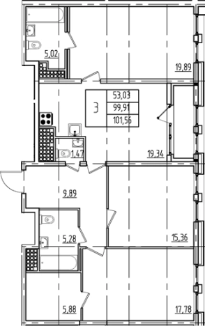Купить многокомнатную квартиру на улице Типанова в Санкт-Петербурге. Вариант № 1893371, 0, площадь -  квм, цена 31577850 рублей