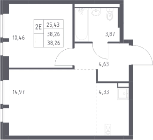 Купить однокомнатную квартиру на улице Рабочая в Щёлкове. Вариант № 2384804, 1, площадь - квм, цена 6427221 рублей