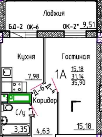 Купить квартиру в Республике Татарстан (татарстан). Вариант № 139954, 1, площадь -  квм, цена 5841648 рублей