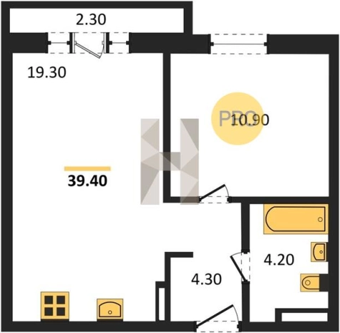 . Вариант № 68760, 0, площадь - 39 квм, цена 2871400 рублей