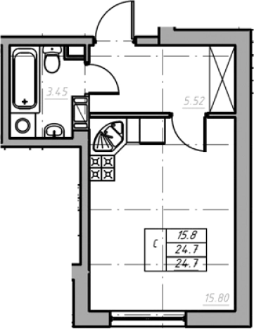 Купить Студию в Всеволожске. Вариант № 6260095, 0, площадь -  квм, цена 3843000 рублей