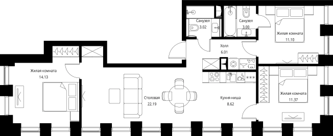 Купить трехкомнатную квартиру на вторичке в ЖК City Bay в Москве. Вариант № 363598, 0, площадь -  квм, цена 32356071 рублей