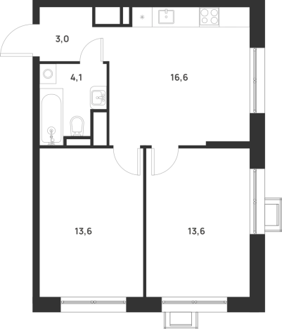 . Вариант № 10013332, 0, площадь - 50.9 квм, цена 15865860 рублей