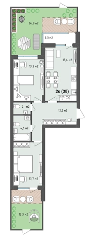 . Вариант № 89070, 1, площадь - 77.7 квм, цена 14121198 рублей