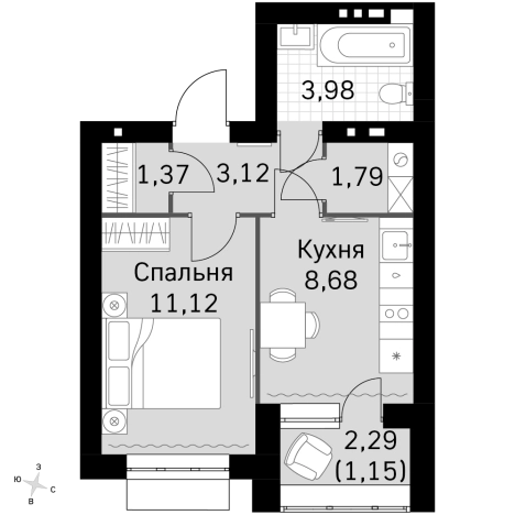 . Вариант № 114339, 0, площадь - 31.21 квм, цена 8525917 рублей