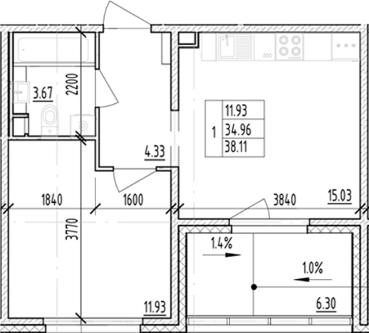 Купить однокомнатную квартиру у метро Проспект Ветеранов в Ленинградской области. Вариант № 6854885, 0, площадь -  квм, цена 7937360 рублей