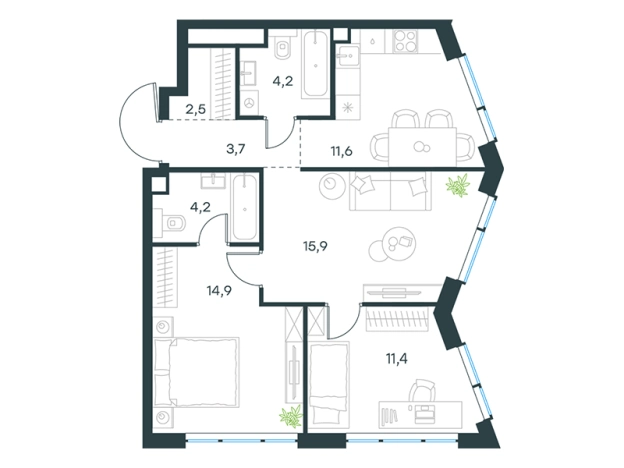 Купить квартиру на улице Мичуринский проспект в Москве. Вариант № 10127875, 0, площадь -  квм, цена 57468186 рублей