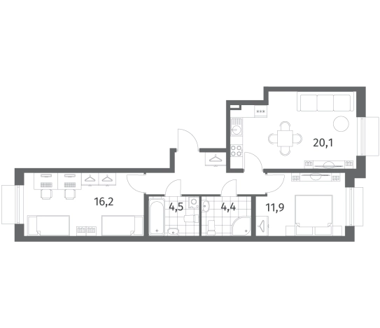 Купить трехкомнатную квартиру в ЖК Парусная 1 в Санкт-Петербурге. Вариант № 7265772, 0, площадь -  квм, цена 22945000 рублей