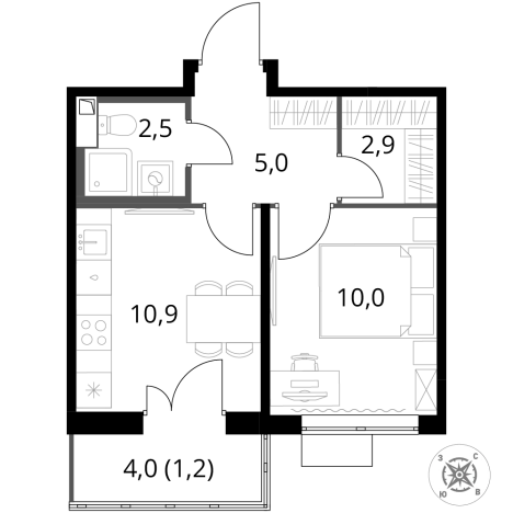 Купить однокомнатную квартиру в ЖК 1-й Шереметьевский в Химках. Вариант № 9825273, 0, площадь -  квм, цена 12067250 рублей