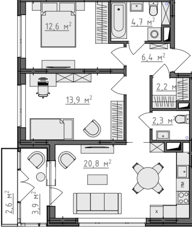 Купить двухкомнатную квартиру в районе Октябрьский в Владимире. Вариант № 156202, 0, площадь -  квм, цена 6891150 рублей