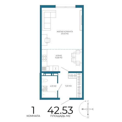 Купить однокомнатную квартиру в Микрорайоне Пенза-2, Железнодорожный район в Пензе. Вариант № 3444969, 0, площадь -  квм, цена 3912760 рублей