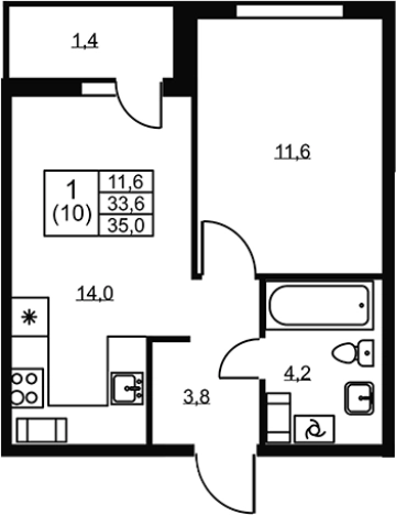 Купить однокомнатную квартиру в ЖК Ермак в Ленинградской области. Вариант № 6609246, 0, площадь -  квм, цена 4980000 рублей