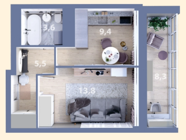 Купить однокомнатную квартиру на улице Спортивная в Республике Татарстан (татарстан). Вариант № 140123, 1, площадь -  квм, цена 5974050 рублей