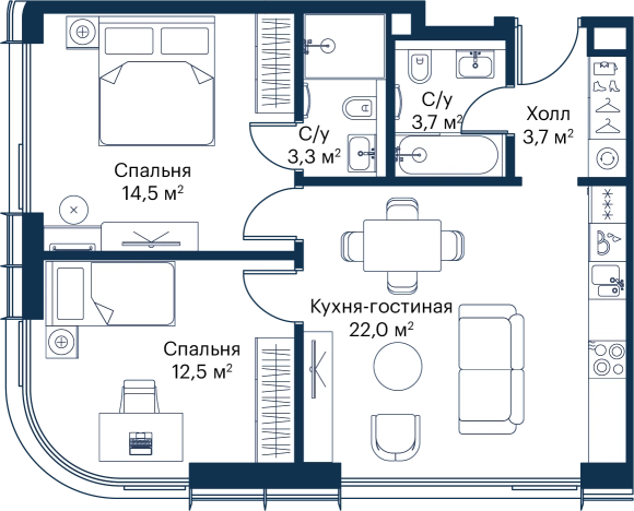 Купить двухкомнатную квартиру у метро Мякинино в Москве. Вариант № 149180, 0, площадь -  квм, цена 30605043 рублей