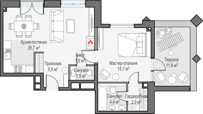 Купить двухкомнатную квартиру в новостройках в районе Марфино в Москве. Вариант № 63564, 0, площадь - квм, цена 46560000 рублей