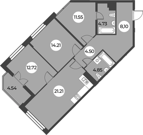 Купить многокомнатную квартиру в новостройках в районе Красносельский в Санкт-Петербурге. Вариант № 7254597, 0, площадь -  квм, цена 19804000 рублей