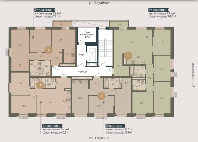 Купить квартиру в ЖК Клубный Дом "Резиденция" в Нижнем Новгороде. Вариант № 97677, 1, площадь -  квм, цена 18376715 рублей