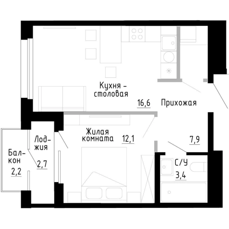 Купить однокомнатную квартиру в Владивостоке. Вариант № 9804731, 0, площадь -  квм, цена 9051500 рублей
