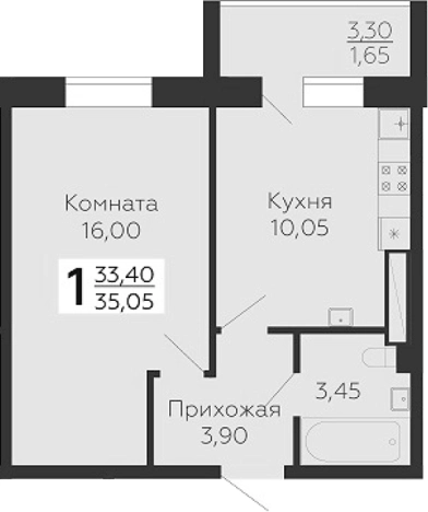 Купить однокомнатную квартиру в Всеволожске. Вариант № 6853577, 0, площадь -  квм, цена 4938545 рублей
