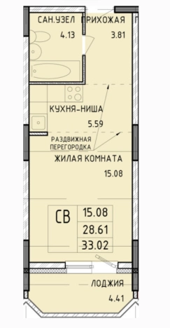 Купить Студию в Тульской области. Вариант № 72902, 0, площадь -  квм, цена 3434080 рублей
