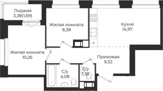 Купить квартиру в ЖК Новатория в Ленинградской области. Вариант № 6910326, 0, площадь -  квм, цена 7256592 рублей