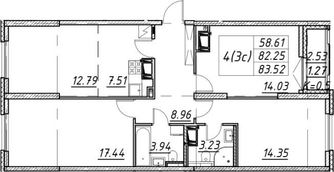 Купить многокомнатную квартиру в ЖК Цивилизация на Неве в Санкт-Петербурге. Вариант № 7849349, 0, площадь -  квм, цена 27691640 рублей