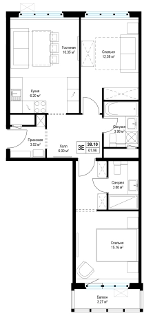 Купить двухкомнатную квартиру у метро Домодедовская в Видном. Вариант № 163063, 0, площадь -  квм, цена 15409552 рублей