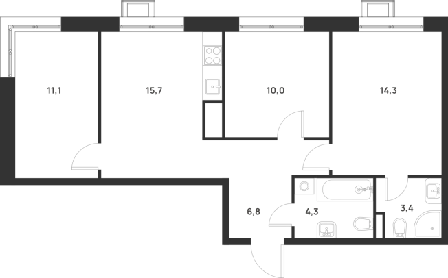 Купить трехкомнатную квартиру у метро Корниловская в Москве. Вариант № 10416973, 0, площадь -  квм, цена 17915622 рублей
