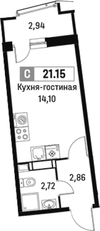Купить Студию в ЖК Авиатор в Мурине. Вариант № 6214655, 0, площадь -  квм, цена 4187724 рублей