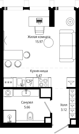 Купить Студию в Москве. Вариант № 199470, 0, площадь - квм, цена 19854540.0000 рублей