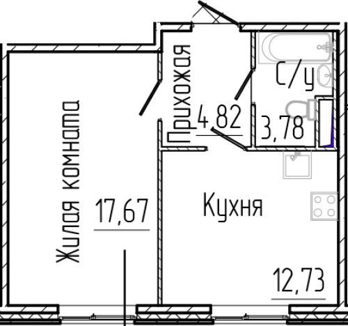 . Вариант № 6056961, 0, площадь - 39 квм, цена 6669000 рублей