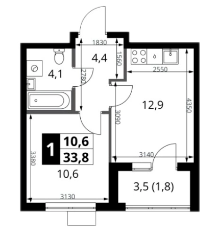 Купить однокомнатную квартиру в новостройках в ЖК 1-й Ясеневский в Москве. Вариант № 9809970, 0, площадь -  квм, цена 15163520 рублей