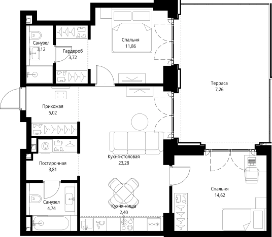Купить двухкомнатную квартиру у метро Мякинино в Москве. Вариант № 141596, 0, площадь -  квм, цена 35349921 рублей