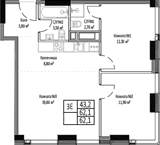 Купить трехкомнатную квартиру в районе Ярославский в Москве. Вариант № 112362, 0, площадь -  квм, цена 18319500 рублей