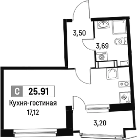 Купить Студию у метро Девяткино в Мурине. Вариант № 6212219, 0, площадь -  квм, цена 5028771 рублей