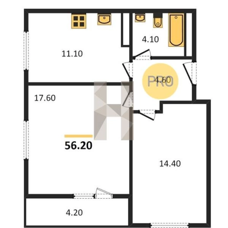 Купить двухкомнатную квартиру в ЖК Оазис в Ижевске. Вариант № 62535, 0, площадь -  квм, цена 4341450 рублей