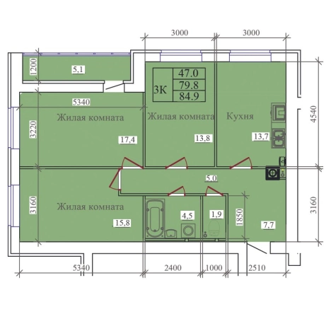 Купить квартиру в новостройках в ЖК "Олимпийский" литре 1 в Иванове. Вариант № 3575790, 0, площадь -  квм, цена 9188000 рублей